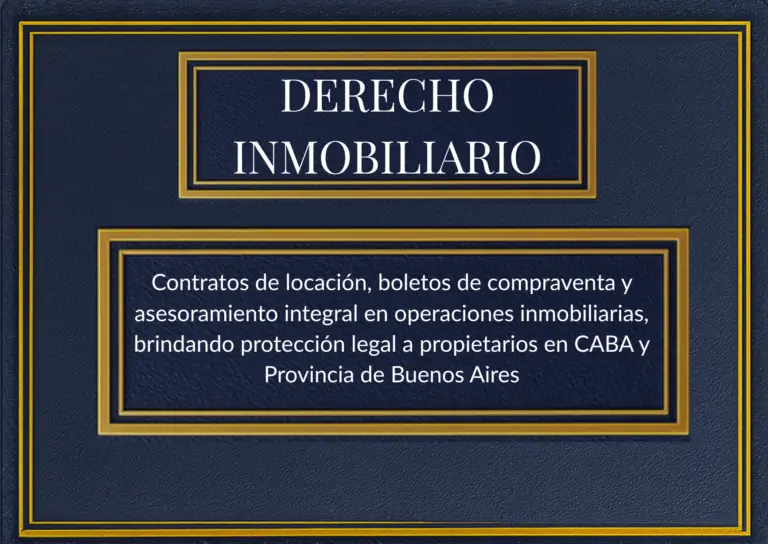 Contratos de locación, boletos de compraventa y asesoramiento integral en operaciones inmobiliarias, brindando protección legal a propietarios en CABA y Provincia de Buenos Aires. 'Servicio de derecho inmobiliario en CABA y Provincia de Buenos Aires, contratos de locación y operaciones inmobiliarias.'